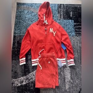 Todd Snyder x Champion Red Hoodie and Shorts Set (XL)